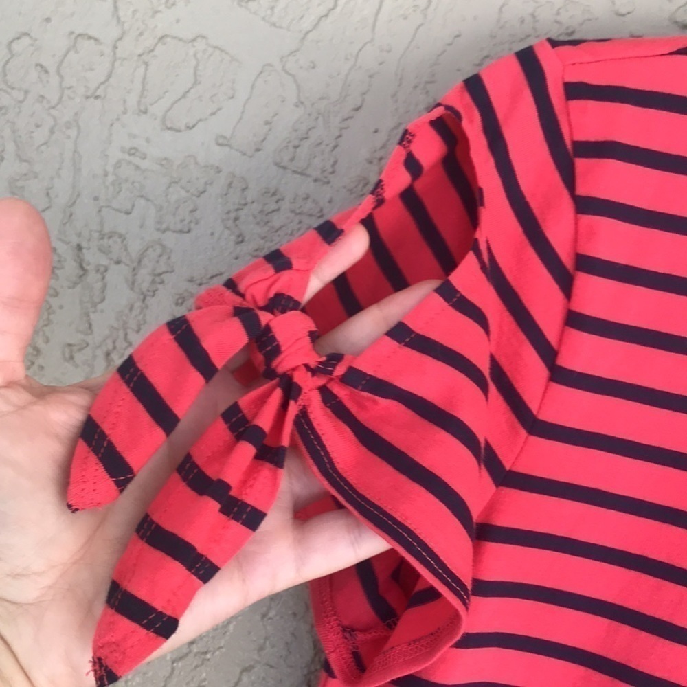 Nautica Melonberry Stripe Tie Sleeve Tee Shirt NWT Small - Picture 5 of 12